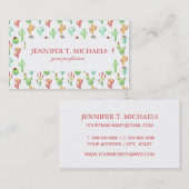 サボテンのパステル調の水彩画パターン 名刺 (正面/裏面)