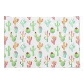 サボテンのパステル調の水彩画パターン 枕カバー (裏面-右)