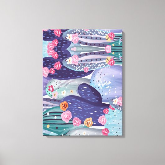 サボテンのパタカラフルーンの水色 キャンバスプリント (正面)