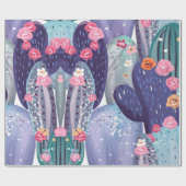 サボテンのパタカラフルーンの水色 ラッピングペーパー (フラット)