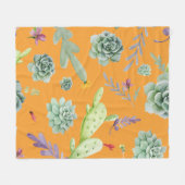 サボテンのパターン11 フリースブランケット (正面(横))