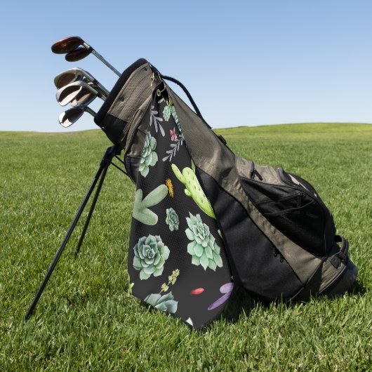 サボテンのパターン2 ゴルフタオル (グリーン)