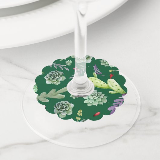 サボテンのパターン3 ワイングラスタグ (クローズアップ)