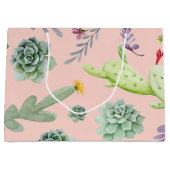 サボテンのパターン8 ラージペーパーバッグ (正面)