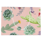 サボテンのパターン8 ラージペーパーバッグ (裏面)