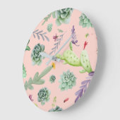 サボテンのパターン8 ラージ壁時計 (傾斜)