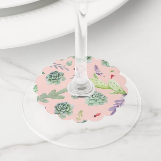 サボテンのパターン8 ワイングラスタグ (クローズアップ)