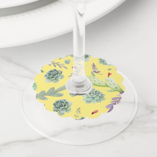 サボテンのパターン9 ワイングラスタグ (クローズアップ)