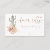 サボテンのパンパスボホベイビーシャワーおむつラッフルカード エンクロージャーカード (正面)