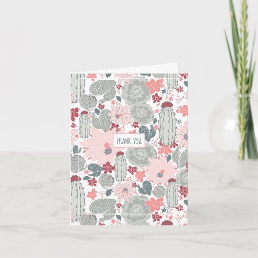 サボテンのピンクと緑のパターン カード (正面)