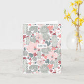 サボテンのピンクと緑のパターン カード (黄色い花)