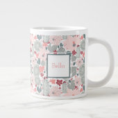 サボテンのピンクのミント多肉植物の名前のパターン ジャンボコーヒーマグカップ (右)