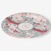 サボテンのピンクのミント多肉植物 ペーパープレート (アングル)