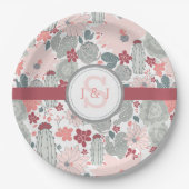 サボテンのピンクのミント多肉植物 ペーパープレート (正面)