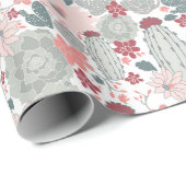サボテンのピンクのミント多肉砂漠の植物 ラッピングペーパー (ロールコーナー)