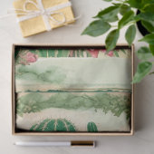 サボテンのピンクの花エフェメラコラージアートNo3 薄葉紙 (ギフト)