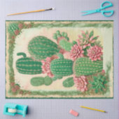 サボテンのピンクの花エフェメラコラージアートNo3 薄葉紙 (クラフト)