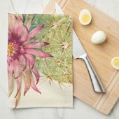 サボテンのピンクの花 キッチンタオル (四つ折り)