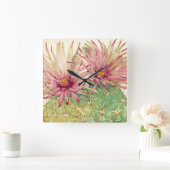 サボテンのピンクの花 スクエア壁時計 (ホーム)