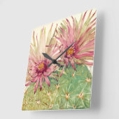 サボテンのピンクの花 スクエア壁時計 (傾斜)