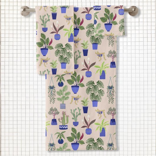 サボテンのピンクパターン バスタオルセット