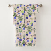 サボテンのピンクパターン バスタオルセット (インサイチュ)