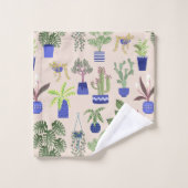 サボテンのピンクパターン バスタオルセット (ウォッシュタオル)