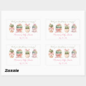 サボテンのピンクリボンベビーガールシャワーありがとう 長方形シール (シート)