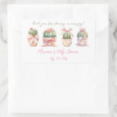 サボテンのピンクリボンベビーガールシャワーありがとう 長方形シール (バッグ)