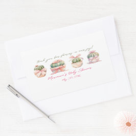 サボテンのピンクリボンベビーガールシャワーありがとう 長方形シール