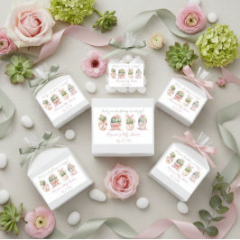 サボテンのピンクリボンベビーガールシャワーありがとう 長方形シール