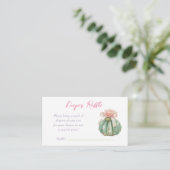 サボテンのピンクリボンベビーガールシャワーおむつラッフル エンクロージャーカード (スタンド正面)