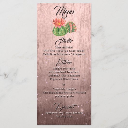 サボテンのピーチブラウンの水色オレンジ メニュー (正面)