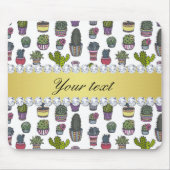 サボテンのフェイクな金ゴールドのきらきら光るなダイヤモンド マウスパッド (正面)