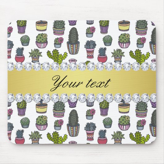 サボテンのフェイクな金ゴールドのきらきら光るなダイヤモンド マウスパッド (正面)
