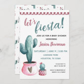 サボテンのフェスタの女の子のベビーシャワーの招待状 招待状 (正面/裏面)