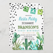 サボテンのフェスタの男の子のベビーの誕生日の招待 招待状 (正面/裏面)