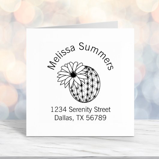 サボテンのフラワーアーチアドレス セルフインキングスタンプ