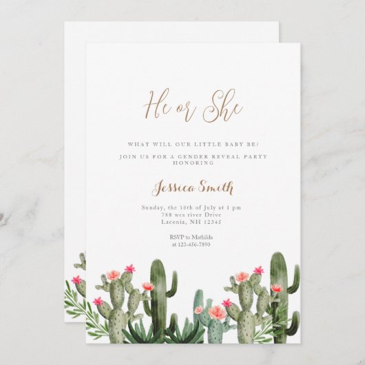 サボテンのフローラは性別が明かす吸汁性がある 招待状 (正面/裏面)