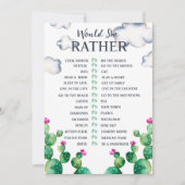 サボテンのブライダルシャワーは彼女はむしろゲームのカードだろう 招待状 (正面)