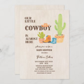 サボテンのブーツ私たちの小さなカウボーイロデオ赤ちゃんシャワー 招待状 (正面/裏面)