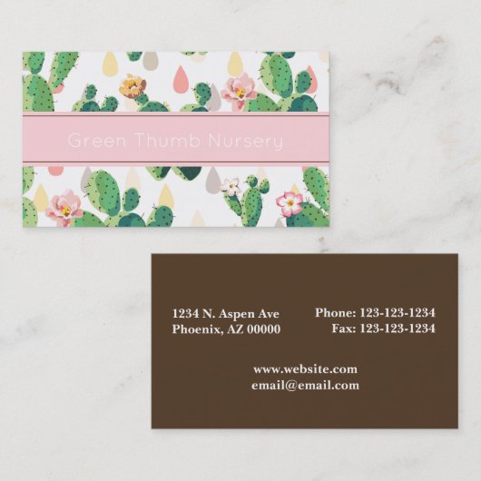 サボテンのプリントの名刺 名刺 (正面/裏面)
