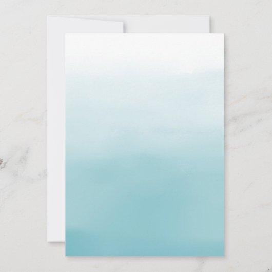 サボテンのベビーシャワー水色の男の子- Boho青い5X7 招待状 (裏面)