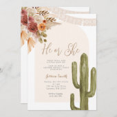 サボテンのボヘミアンフローラ彼または彼女が性別を明かす 招待状 (正面/裏面)