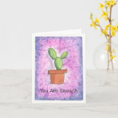 サボテンのポット – 紫の水色カード カード (黄色い花)