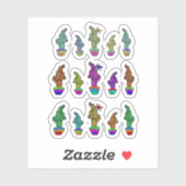 サボテンのミニセット、パック、バンドル シール (シート)