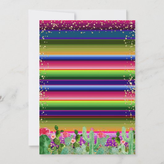 サボテンのメキシコのジェンダーが赤ちゃんのシャワーを明らかにする 招待状 (裏面)