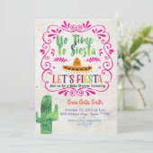 サボテンのメキシコベビーシャワーの招待状の金ゴールド 招待状 (スタンド正面)