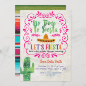 サボテンのメキシコベビーシャワーの招待状の金ゴールド 招待状 (正面/裏面)