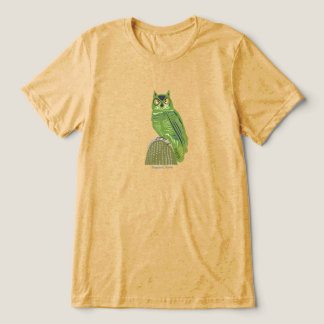 サボテンの上のフクロウ トライブレンドTシャツ